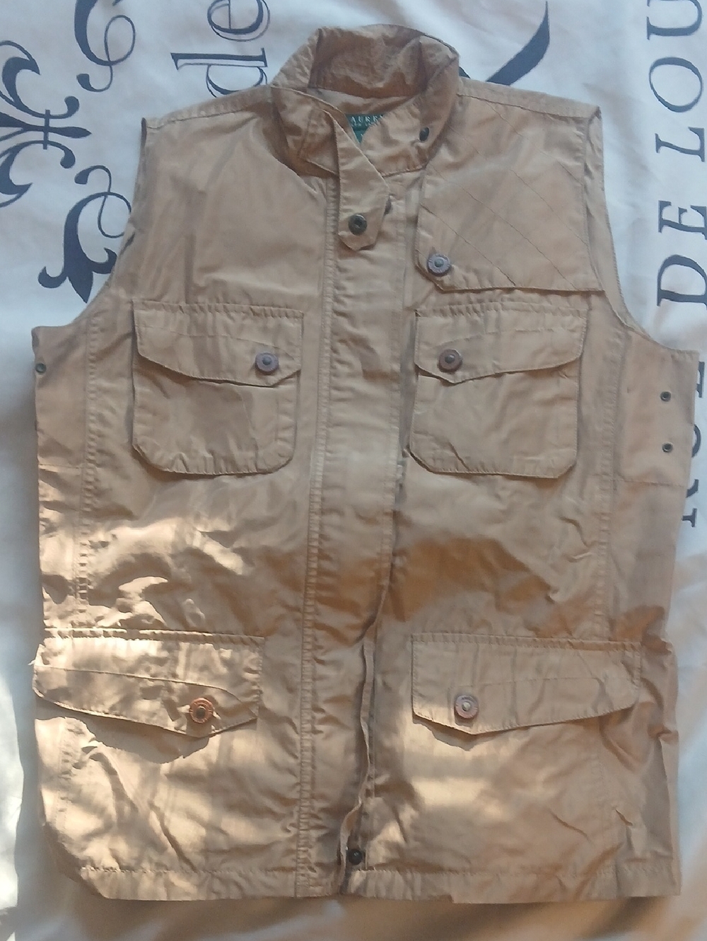 Lauren Ralph Lauren Tan Button-Front Utility Vest